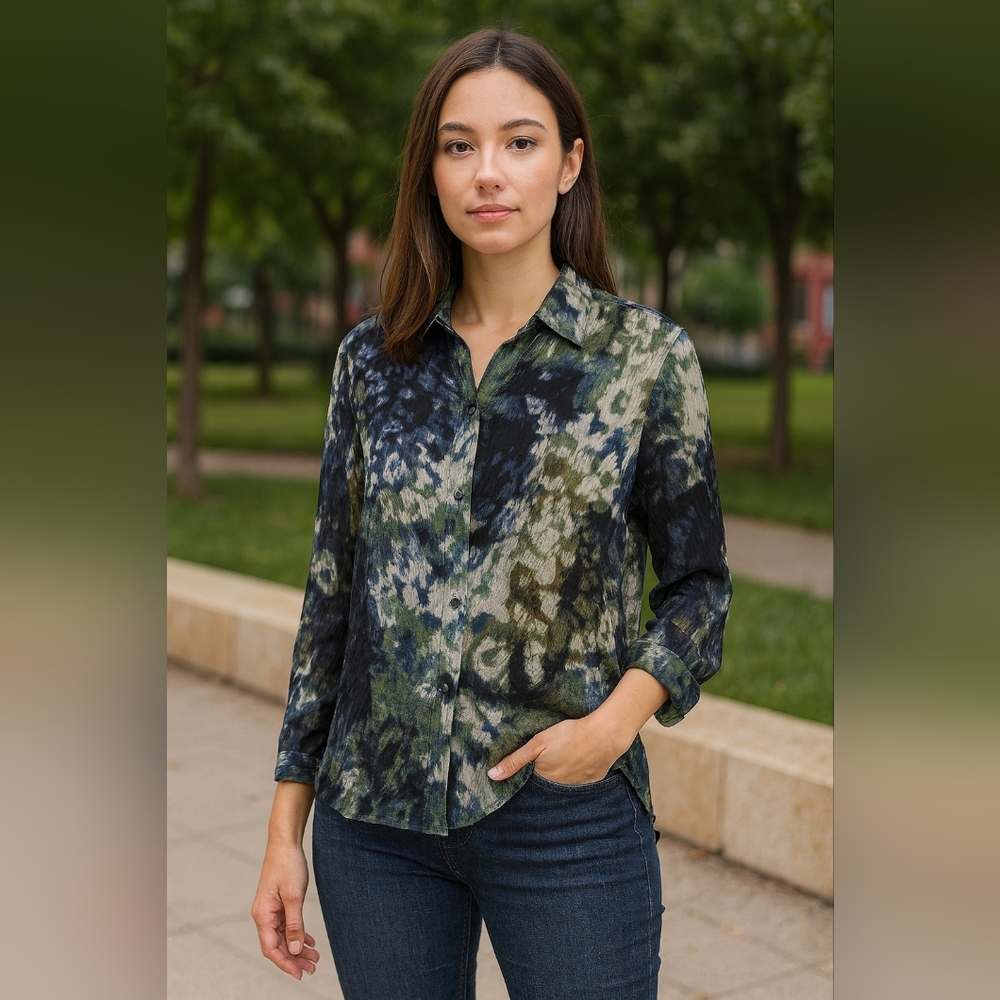 Christopher & Banks Watercolor Print Blouse